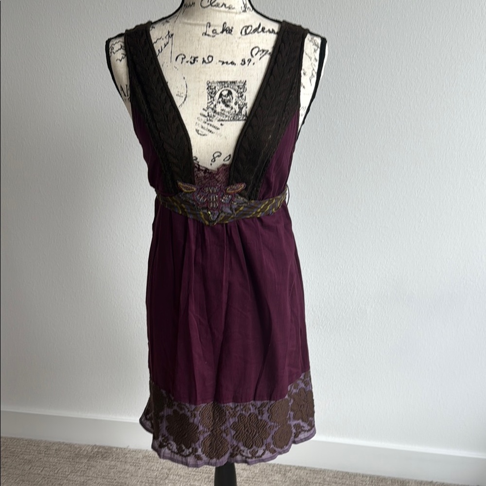 Free People Purple and Brown Dress